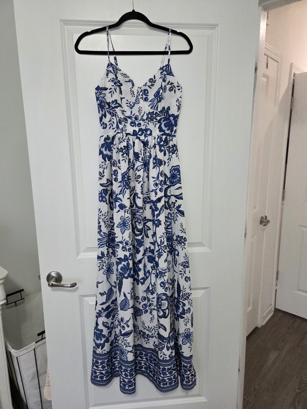 Blue & White Floral Maxi Dress - Women